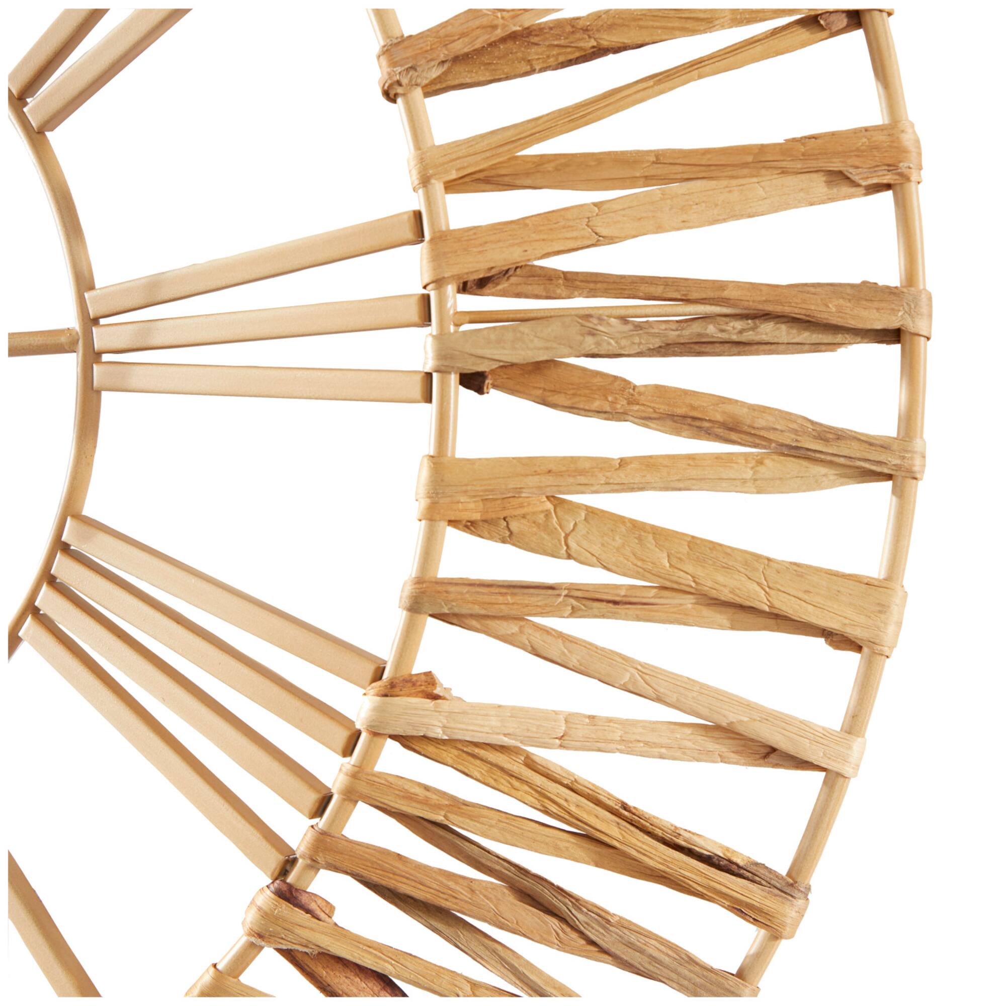 30.5" Gold Seagrass Round Wall Clock with Weaving Design